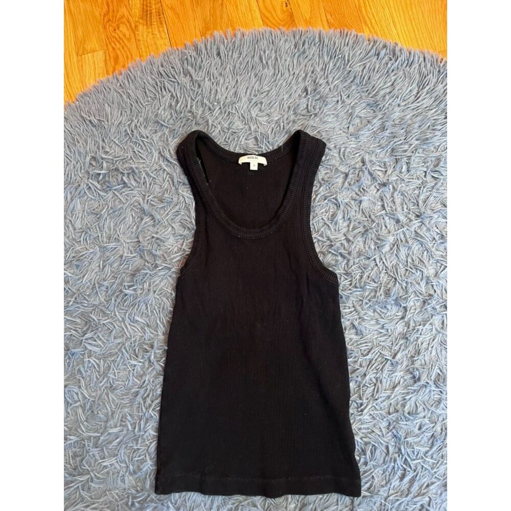 Agolde Black Ribbed Tank Top Size M